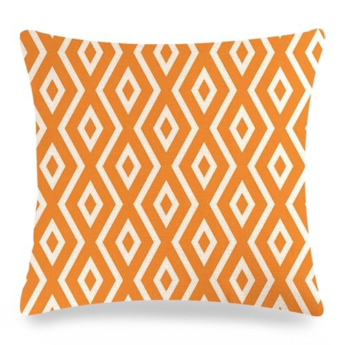 Kissenhülle Deko, Kissenbezüge Orange mit Rhombischem Muster Leinen 50X50cm 1 Stück für Sofa Bett Wohnzimmer von Dsnyu