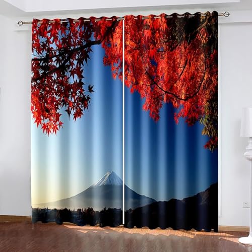 Vorhang Deko, Gardinen Küchengardinen Modern Rot Blau Polyester Berg und Ahornblattlandschaft Dekoration 2er Set B 152 x H 229 cm Vorhang Deko, Gardinen Küchengardinen Modern Rot Blau Polyester Berg und Ahornblattlandschaft Dekoration 2er Set B 152 x H 229 cm von Dsnyu