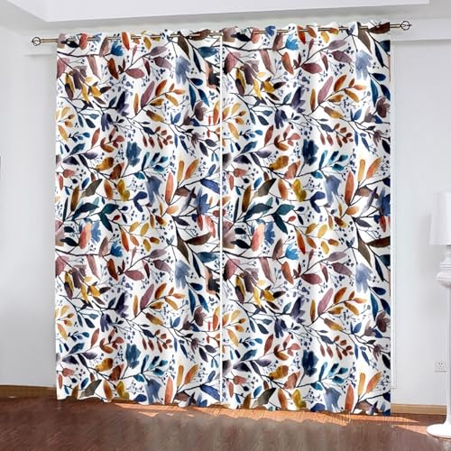 Vorhang Deko, Vorhänge Dunkelbraun Dunkelblau Polyester Zweig und Blattmuster Gardinen 2er Set B 234 x H 214 cm Vorhang Deko, Vorhänge Dunkelbraun Dunkelblau Polyester Zweig und Blattmuster Gardinen 2er Set B 234 x H 214 cm von Dsnyu