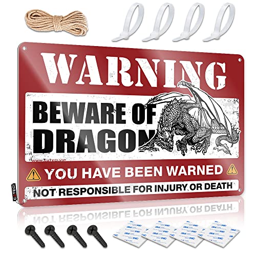 BBQ Signs Outdoor Beware of Dragon Blechschild lustiger Spruch Blechschilder Küchenschilder und Dekoration (Größe: 30 x 40 cm) von Dsoluuing