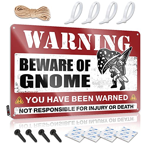 BBQ Signs Outdoor Beware of Gnome Blechschild Lustiger Spruch Blechschilder Küchenschilder und Dekor (Größe: 30 x 40 cm) von Dsoluuing