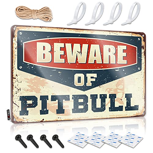 BBQ Signs Outdoor Beware of Pitbull Schild Lustiger Spruch Blechschilder Küchenschilder und Dekor (Größe: 20 x 30 cm) von Dsoluuing