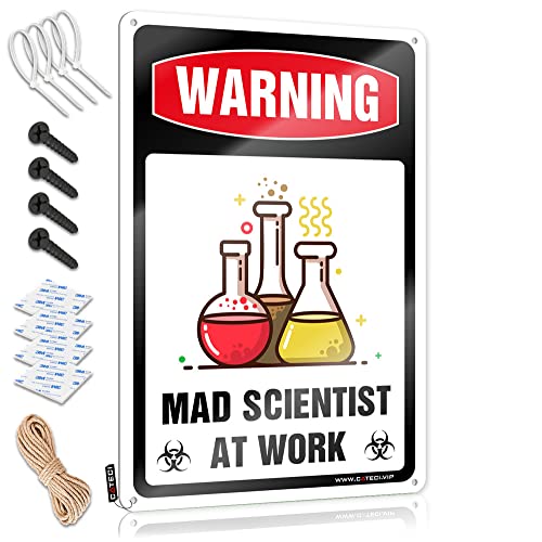 BBQ Signs Outdoor Warning Mad Scientist at Work Schild Lustiger Spruch Blechschilder Küchenschilder und Dekor (Größe: 30 x 40 cm) von Dsoluuing