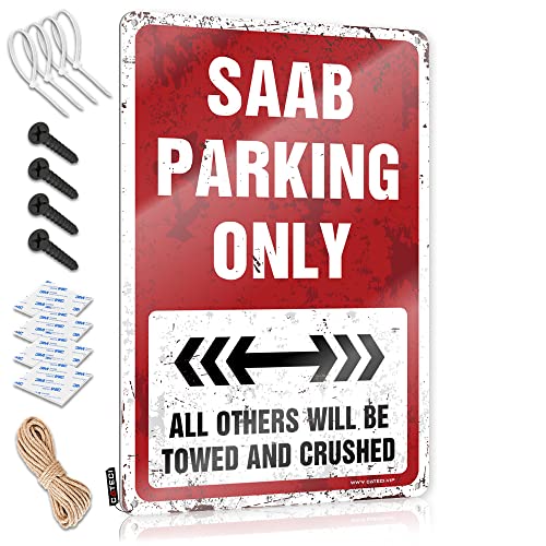 Bar Man Höhle Dekor Saab Parking Only Blechschild Schilder für Garage Terrasse Dekorationen Outdoor (Größe: 30 x 40 cm) von Dsoluuing