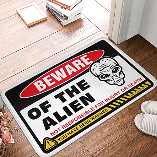 Beware of Alien Große Begrüßungsmatte Eingangstür Fußmatte Außen Herbst Schlafzimmer Dekor (Color : 65 * 90cm) von Dsoluuing