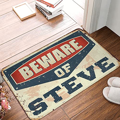 Beware of Steve Badezimmerteppich mit Aufschrift "Beware of Steve" für die Eingangstür, 40 x 60 cm von Dsoluuing