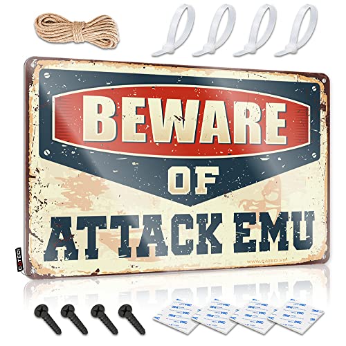 Dsoluuing Blechschilder Campingregeln Vorsicht vor Angriff Emu-Schild Heimschilder Wanddekoration Schlafzimmer Dekor für Männer (Größe: 20 x 30 cm) von Dsoluuing