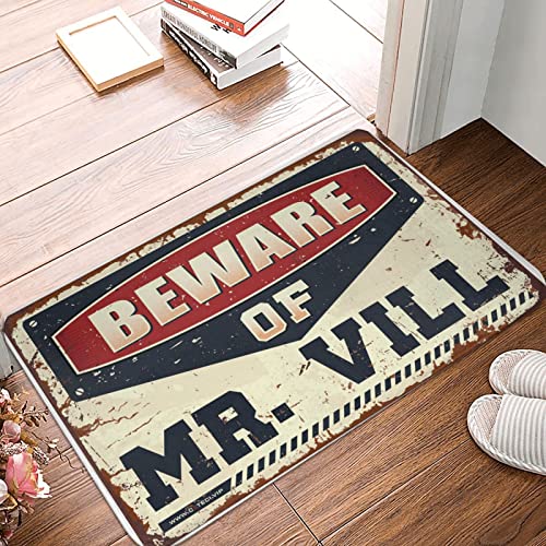 Dsoluuing Frühlingsteppich für den Außenbereich, Vorsicht vor Mr. Vill, Fußmatte für Veranda, rustikale Badezimmerteppiche (Größe: 50 x 80 cm) von Dsoluuing