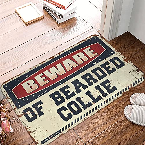 Dsoluuing Fußmatte für Haustür, Vorsicht vor Bearded Collie, Barzubehör für Männerhöhle, Dekoration für Schlafzimmer (Größe: 50 x 80 cm) von Dsoluuing