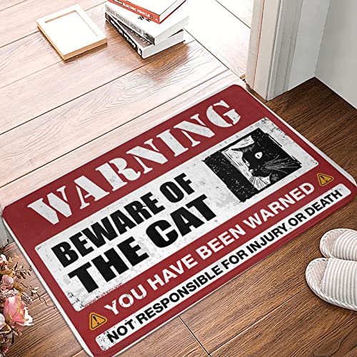 Dsoluuing Fußmatte für Klassenzimmer, Aufschrift "Beware of Cat", für den Außenbereich, Garage, Dekoration für Herren, Größe: 65 x 90 cm von Dsoluuing