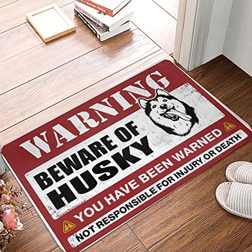 Dsoluuing Fußmatte für Klassenzimmer, Aufschrift "Beware of Husky", für den Außenbereich, Garage, Dekoration für Herren, Größe: 65 x 90 cm von Dsoluuing