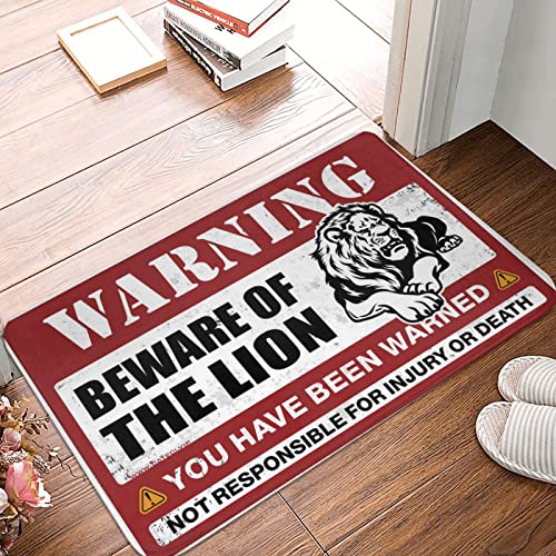 Dsoluuing Fußmatte für Klassenzimmer, Aufschrift "Beware of Lion", für den Außenbereich, Garage, Dekoration für Herren, Größe: 65 x 90 cm von Dsoluuing