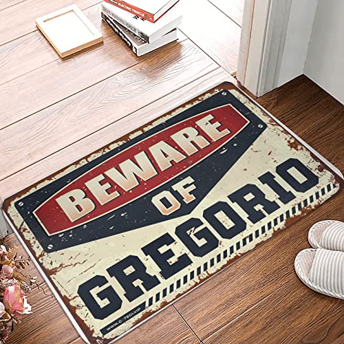 Dsoluuing Fußmatte für den Sommer, Aufschrift "Beware of Gregorio", Herbst-Fußmatte, für den Außenbereich, lustig, Größe: 50 x 80 cm von Dsoluuing