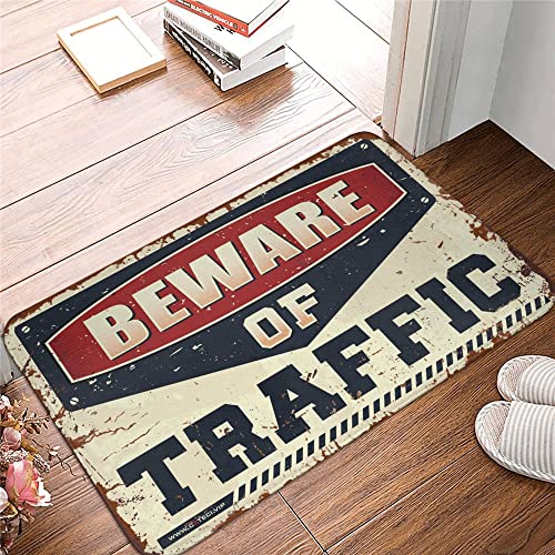 Dsoluuing Fußmatten für den Eingangsbereich, Zuhause, Vorsicht vor Verkehr, Außendekoration für Veranda, einfarbige Outdoor-Matte (Größe: 50 x 80 cm) von Dsoluuing