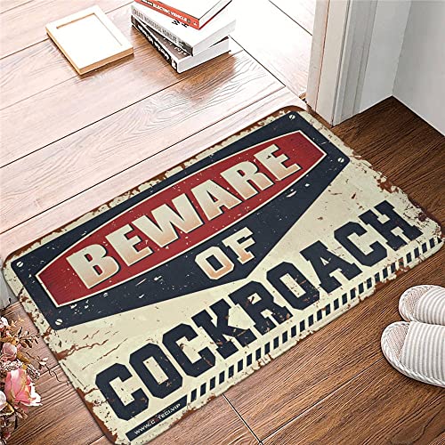 Dsoluuing Herbstmatten für Haustür, Vorsicht vor Kakerlaken-Teppich, Herbst-Fußmatten, Outdoor-Retro-Teppiche (Größe: 65 x 90 cm) von Dsoluuing