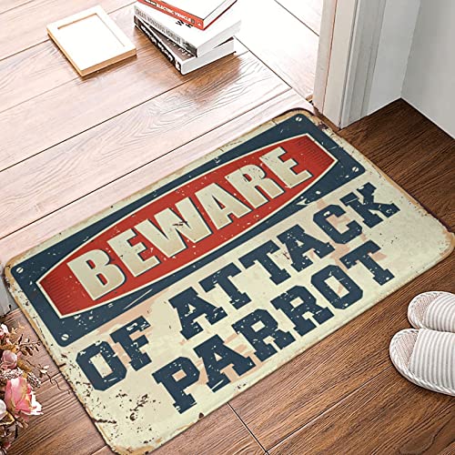 Dsoluuing Kleine Fußmatte "Beware of Attack", Papageien-Teppich, große Badematte, personalisierbare Fußmatten für den Außenbereich (Größe: 65 x 90 cm) von Dsoluuing