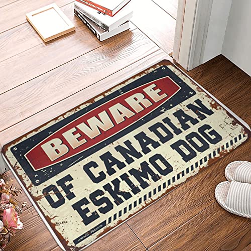 Dsoluuing Kleine Fußmatte "Beware of Canadian Eskimo Dog", große Badematte, personalisierte Fußmatten für den Außenbereich (Größe: 65 x 90 cm) von Dsoluuing