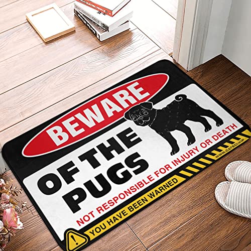 Dsoluuing Kleine Fußmatte Vorsicht vor Mops, große Badematte, personalisierte Fußmatten für den Außenbereich (Größe: 50 x 80 cm) von Dsoluuing