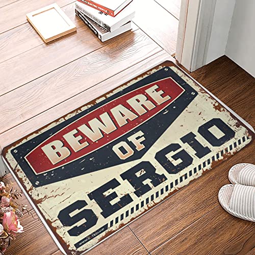 Dsoluuing Küchenteppich mit Aufschrift "Beware of Sergio", Herbstteppiche, Outdoor-Pads und -matte (Größe: 65 x 90 cm) von Dsoluuing