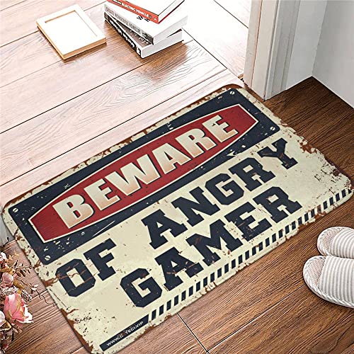Dsoluuing Rustikaler Badezimmerteppich, Vorsicht vor wütendem Gamer-Teppich, Herbstteppich, Bauernhaus, Küchenteppich-Set (Größe: 50 x 80 cm) von Dsoluuing