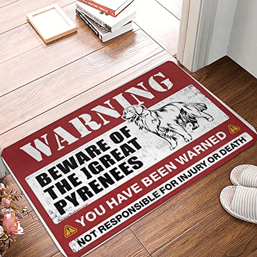Dsoluuing Schuhmatte "Beware of Great Pyrenäen", Fußmatte, Willkommensmatte, für den Innenbereich, Veranda, Outdoor, wasserdicht (Größe: 40 x 60 cm) von Dsoluuing