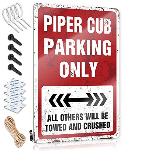 Dsoluuing Things for Boys Room Piper Cub Parking Only Blechschild Personalisierte Barschilder Fun Stuff (Größe: 30 x 40 cm) von Dsoluuing