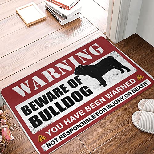 Dsoluuing Willkommensmatte, Klassenzimmer, Vorsicht vor Bulldogge, Fußmatte, für den Außenbereich, Garage, Dekoration für Herren (Größe: 65 x 90 cm) von Dsoluuing