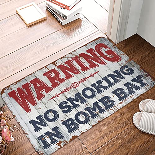 Farmhouse Badezimmermatten, Aufschrift "Warning No Smoking in Bomb Bays", Willkommensschild für Haustür, indische Raumdekoration (Größe: 50 x 80 cm) von Dsoluuing
