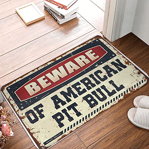 Fußmatte für den Außenbereich, Vorsicht vor amerikanischem Pitbull, Fußmatten für Zuhause, Eingang, Klassenzimmer, Türmatte (Größe: 65 x 90 cm) von Dsoluuing