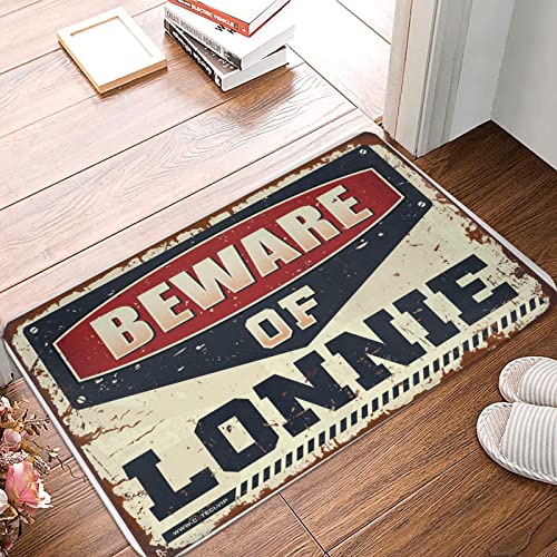 Fußmatte mit Aufschrift "Beware of Lonnie", lustige Bar-Dekoration, Fußmatten für Zuhause (Größe: 65 x 90 cm) von Dsoluuing