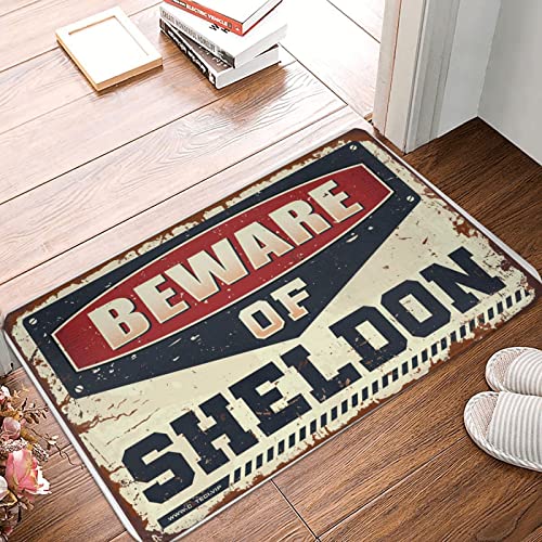 Fußmatte mit Aufschrift "Beware of Sheldon", lustiges Design, Motiv: Männerhöhle (Größe: 50 x 80 cm) von Dsoluuing