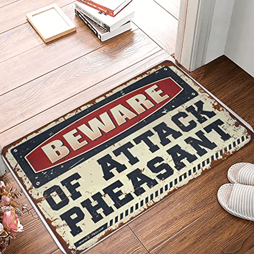 Fußmatte mit lustiger Aufschrift "Beware of Attack", Fasan, Badezimmermatte-Set, Fußmatte, Inneneingang (Größe: 40 x 60 cm) von Dsoluuing