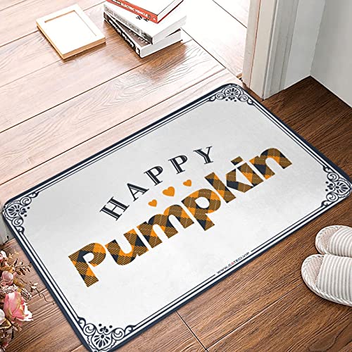Garagen-Dekor für Männer, Happy Pumpkin Fußmatte, 2 Federn, Veranda, Dekoration, Außentürmatte (Größe: 65 x 90 cm) von Dsoluuing