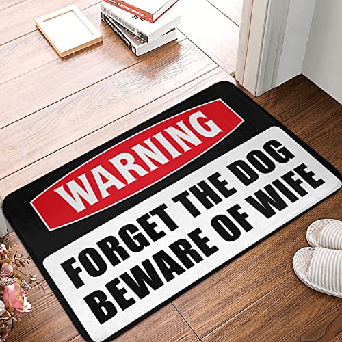 Garagendekoration für Männer, Warnung "Forget The Dog Beware of Wife", Frühlings-Veranda-Dekoration, Outdoor-Haustürmatte (Größe: 40 x 60 cm) von Dsoluuing