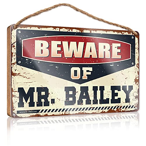Haustür Holzschild Beware of Mr. Bailey Holzschild Willkommensschild Toilettendekor (Größe: 20 x 30 cm) von Dsoluuing