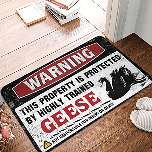 Küchenteppich mit Aufschrift "Warning This Property is Protected by A Highly Trained Geese Rug Personalized Welcome Mat Funny Outdoor Decor" (Größe: 50 x 80 cm) von Dsoluuing