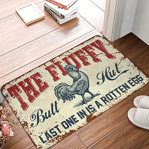 Lustige Fußmatte für Haustür, Hühnerstall, Schild "The Fluffy Butt Hütte Last One in is A Rotten Egg Rug Backyard Bar Decor Mat in House (Größe: 40 x 60 cm) von Dsoluuing