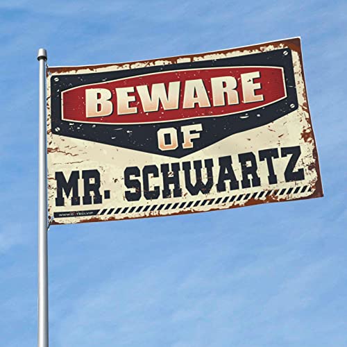 Lustige Gartenflaggen, Vorsicht vor Mr. Schwartz, Flaggen für Schlafsäle, Seehaus-Dekor (Größe: 152 x 244 cm) von Dsoluuing