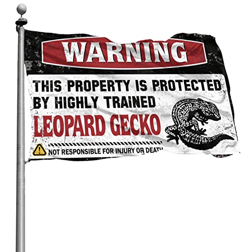 Lustige Gartenflaggen, Warnung, dass dieses Grundstück durch einen gut ausgebildeten Leoparden-Gecko-Flagge für Schlafsäle, Seehausdekor (Größe: 120 x 180 cm) von Dsoluuing