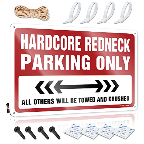 Lustige Plaketten für Männer Hardcore Redneck Parking Only Blechschild Bar Dekor für Zuhause Balkon Dekor (Größe: 30 x 40 cm) von Dsoluuing