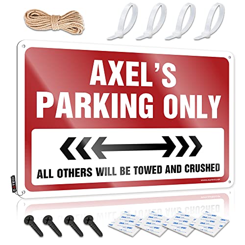 Lustige Türschilder Axel's Parking Only Blechschild Camper Dekor Männer Stuff (Größe: 20 x 30 cm) von Dsoluuing