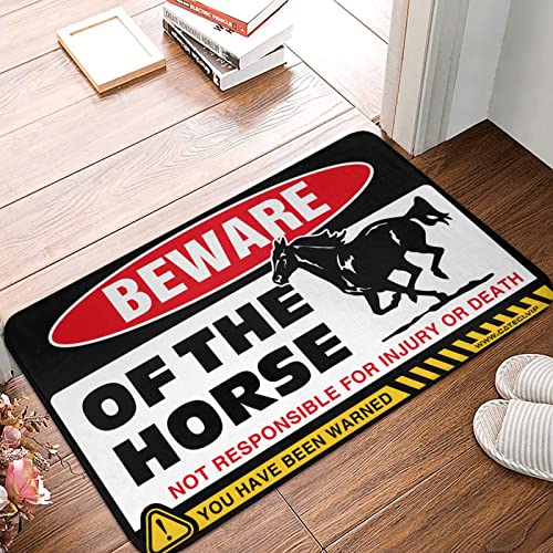 Outdoor-Teppich für Haustür, Vorsicht vor Pferdedecke, Veranda, coole Fußmatte (Größe: 65 x 90 cm) von Dsoluuing