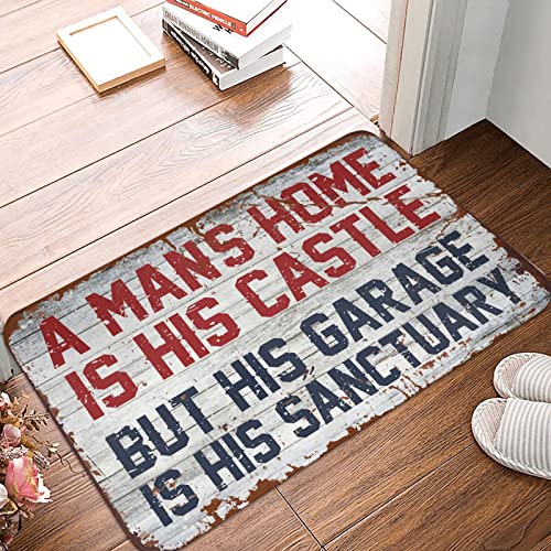 Positive Doormat A Man's Home is His Castle But His Garage is His Sanctuary Veranda Herbst Teppich Lustige Bar Dekoration (40 x 60 cm) von Dsoluuing