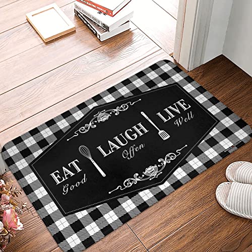 Schuhmatte für den Innenbereich, Motiv: Eat Laugh Live, Bar für Männerhöhle, Fußmatte (Größe: 65 x 90 cm) von Dsoluuing
