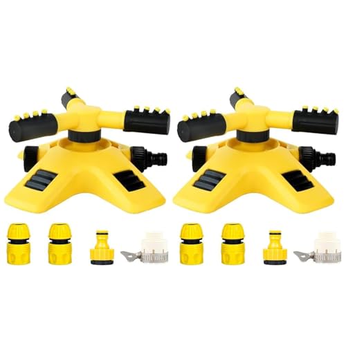 Rasensprenger, Gardena Sprinkler für den Hof, 360-Grad-Rotationssprinkler, Rotierender Gartensprinkler für große Flächenabdeckung, Rasen- und Hofsprinkler (2) von Dsongo