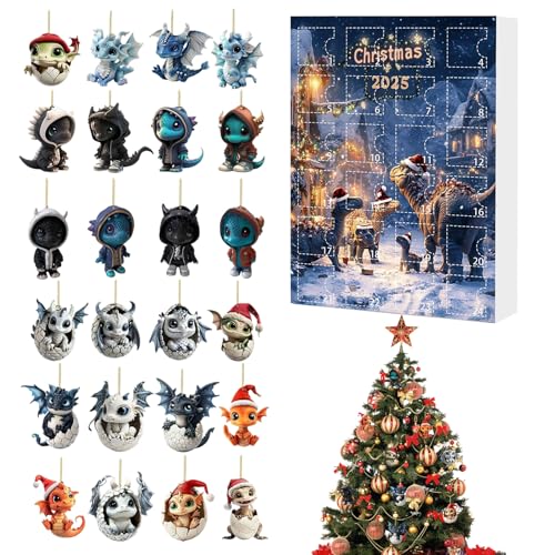 Dtaigou 2025 Weihnachts Countdown Kalender - Adventskalender Mit 24 Anhängern | Akryl Sammlerstück Für Wohnzimmer Fenster Wand Baum von Dtaigou