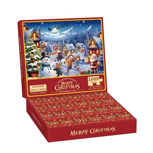 Dtaigou Adventskalender-Puzzle 2024,Adventskalender-Puzzle,Klassenzimmer-Countdown-Puzzle | 24 Tage Weihnachts-Countdown-Kalender-Puzzles, Feiertags-Weihnachtspuzzles für Kinder von Dtaigou
