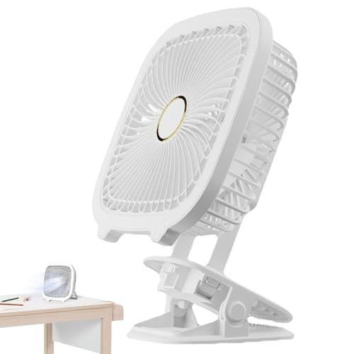 Dtaigou Fächer - Multifunktionaler leiser Tischventilator - Faltbarer Mini-Clip-Ventilator mit LED-Licht für Desktop-Außenlicht, Bett-Nachtlicht von Dtaigou