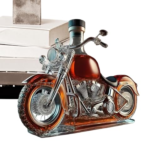 Dtaigou Gläserne Weindekanter - Karaffe Mit Motorrad-Design Belüfter Whisky Flasche | Originelle Getränkeflasche für Männer Väter Motorrad-Liebhaber Haushalt Küche Whisky Wodka Spirituosen Feiertage von Dtaigou