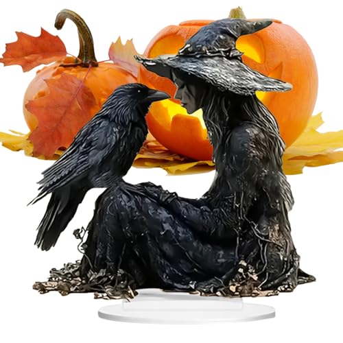 Dtaigou Halloween Schreibtisch Deko | Landhausstil 2D Acryl Deko,Halloween Hexe Für Schlafzimmer Arbeitszimmer Küche Diele von Dtaigou